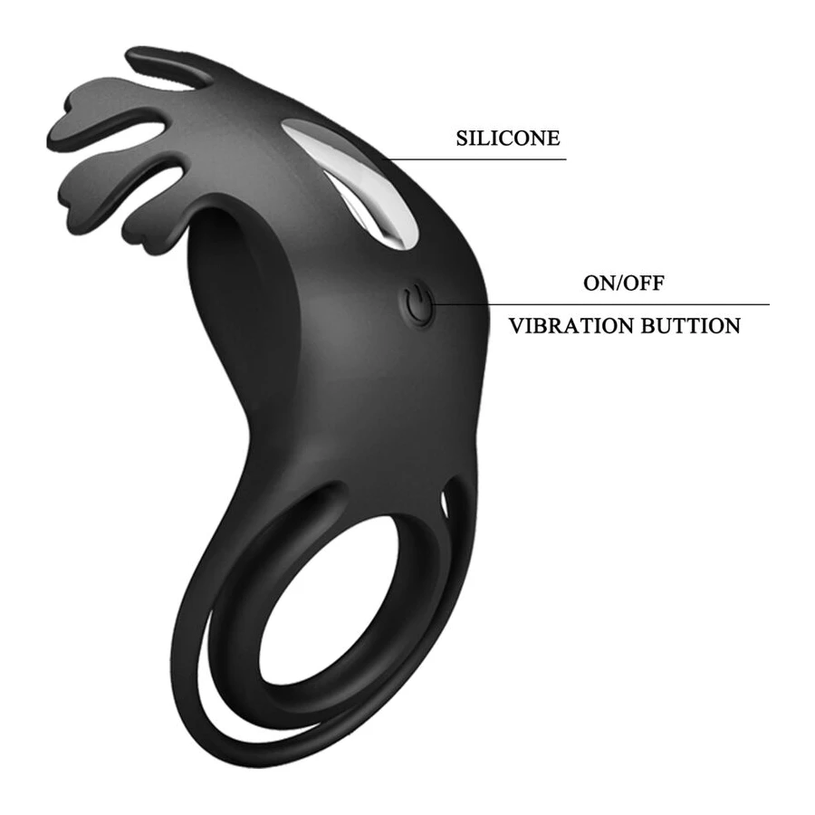 PRETTY LOVE - ANELLO VIBRATORE RUBEN 7 VIBRAZIONI IN SILICONE NERO
